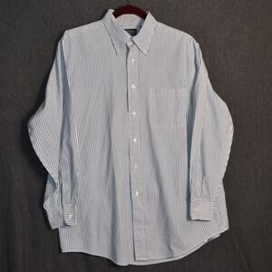 VINTAGE Lands' End Men's Large/16.5-33 Pinpoint Oxford Dress Shirt USA Made VTG